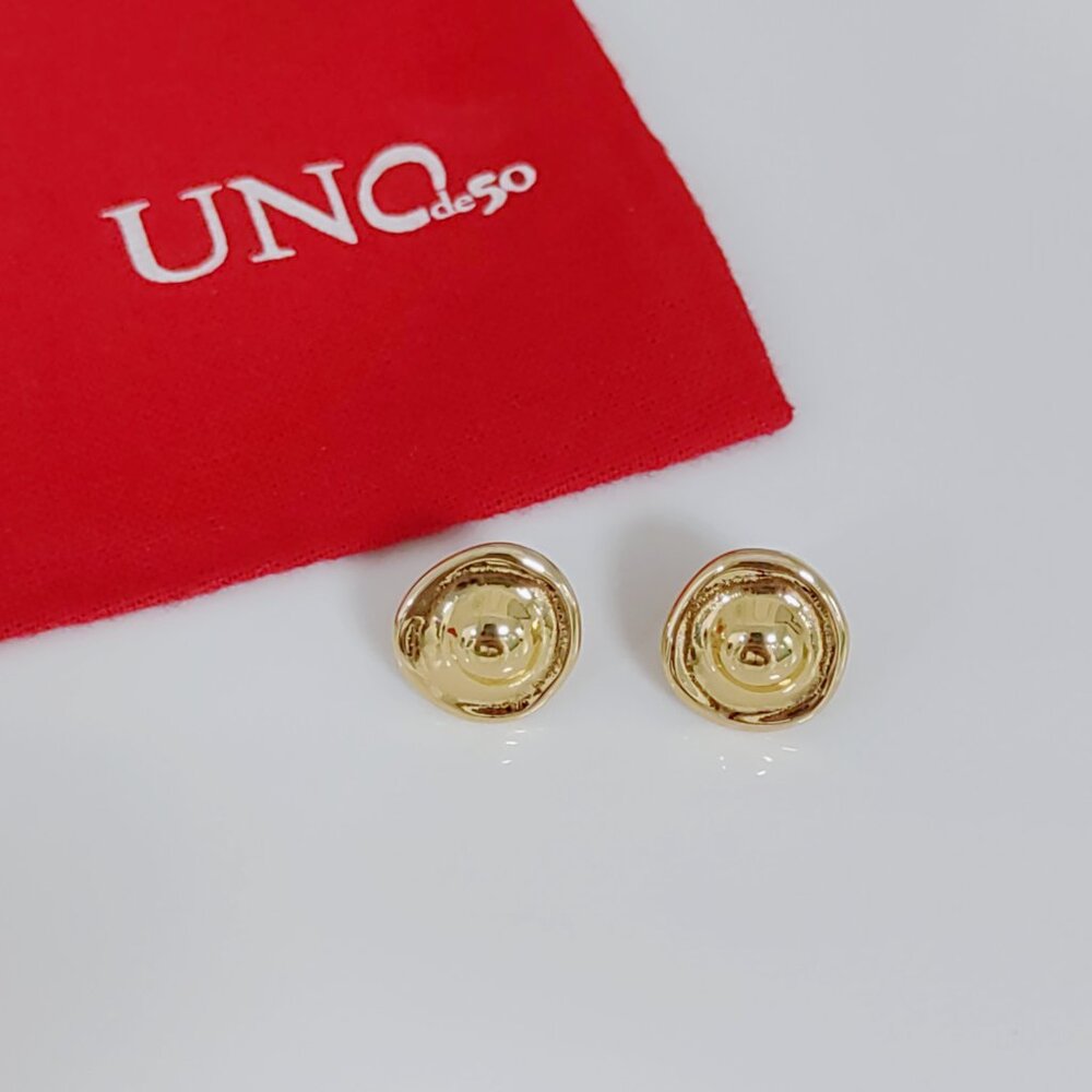 Uno de 50 Sol Earrings Medallion Stud Earrings Gold Plated Women Jewelry